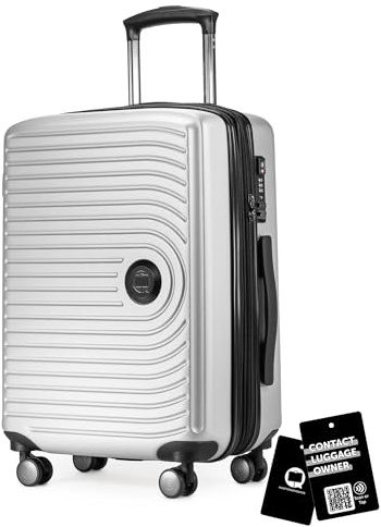 Hauptstadtkoffer Mitte Handgepäck 55x40x23 cm 55 Lmit Anhänger, matt Weiß | ABS-Hartschale · TSA · XL Erweiterung · 4 Rollen · Austauschbare Ersatzteile · Kurzurlaub · Digitaler Kofferanhänger