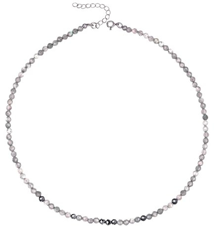 Unique Gems Perlenkette Edelstein Choker echter Labradorit cut gems Ø 4mm Halskette kurz 38cm Chakra Heilstein Perlen Juweliers- Qualität