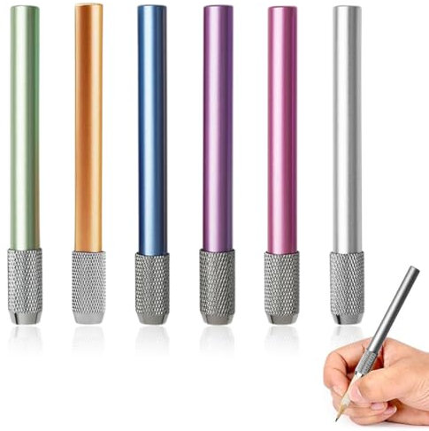 MIRKUZI Porte-crayons Lot de 6 rallonges de crayons de couleur réglables en alliage d'aluminium pour l'école, le dessin, l'écriture
