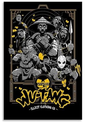 HSJKU Wu-Tang Clan (3) Poster, Wandkunst, Leinwand, Vintage, ästhetisches Poster, dekoratives Gemälde für Wohnzimmer, Schlafzimmer, 20 x 30 cm, ungerahmter Stil