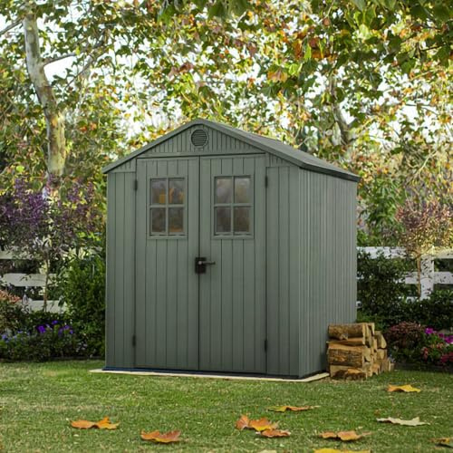 Dmora Gartenhaus Lagundo 183 x 190 x 221 cm grün wetterfest Fenster Dach mit zwei Seiten