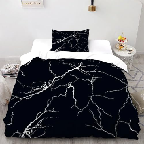 XIKMLSID Schwarzer Blitz Bettwäsche 2-Stück-Set,Mikrofaser,3D Kunst Weich Und Komfortabel 100% Baumwolle Für Erwachsene Und Kinder Geeignet Single（135x200cm）