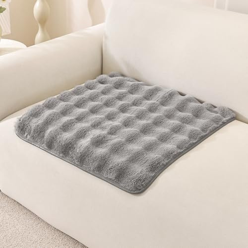 Royhom Plüsch Sofa Überzug L Form 1/2/3/4 Sitzer Couch Überzug Ecksofa, Sofaschoner rutschfest, Superweiche SofaÜberwurf aus Kunstpelz für Sofa, Teppich, Fensterbank Kissen(Grau 70x70cm)