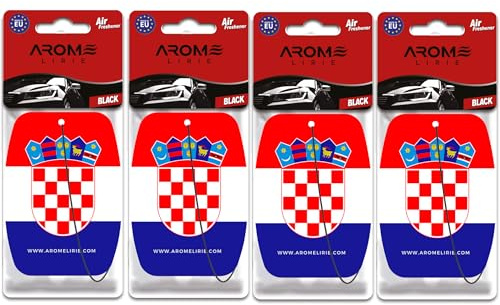 Kroatischer Lufterfrischer – Hrvatska/Croatia Flagge Duftanhänger – 4× Black