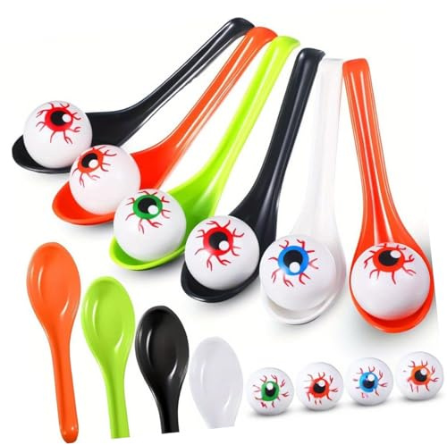 Spooky Balance Challenge Set for Group Halloween Party Games Plastic Spoon Race Toys & Holiday Decorations Halloween Decorations