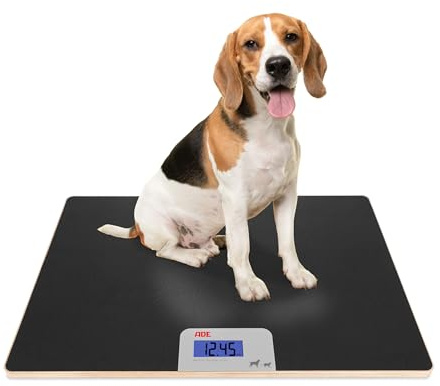 ADE Digitale Tierwaage bis 75 kg | Hundewaage mit 50 g-Schritten | für kleine bis mittelgroße Haustiere | pfotenfreundliche Oberfläche | auch als Katzenwaage und für Kleintiere | leicht und flach