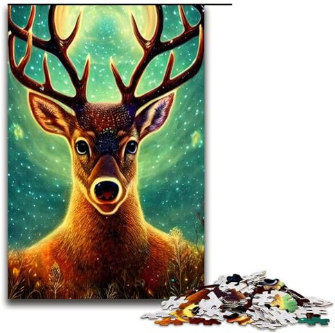 1000 teiliges Feen Hirsch Holzpuzzle für Erwachsene 75 x 50 cm