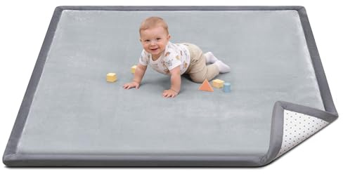 Favodormir Krabbelmatte Baby 120x120x3cm,Spielmatte Baby mit Rutschfester Unterseite, Weiche Teppich Kinderzimmer Wohnzimmer,Spielteppich Kinder,Krabbeldecke,Kinderteppich für Laufgitter,Hellgrau