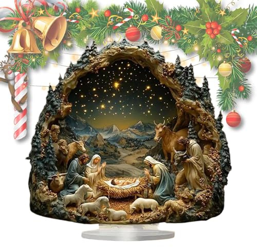 Generisch Krippenszene – 7,87 Zoll Große Weihnachtskrippenfiguren | Stall, Heilige, Hirte Und Tierset Zur Feiertagspräsentation | Krippe – Heimdekoration Und Geschenkverwendung