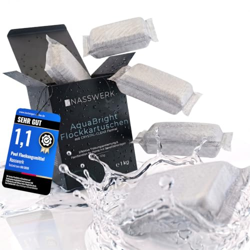 Nasswerk® 1kg Flockungsmittel Pool Kartuschen (8 x 125g) | AquaBright gegen trübes Wasser | Flockkartusche für Sandfilter & Filterglas | Flockmittel für kristallklares Schwimmbecken