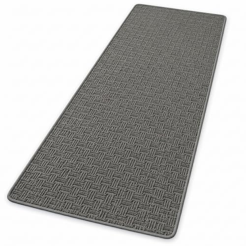 Floordirekt Teppichläufer Monaco Anthrazit 80 x 150 cm - Läufer für Küche, Flur & Wohnraum - Feinschlingen Teppich - rutschfest & antistatisch - Küchenläufer Flurteppich Flurläufer