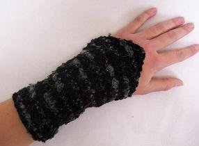 alles-meine.de GmbH schwarz grau Boucle gefütterte Stulpen Stulpe Pulswärmer Armstulpen Muff Stulpe