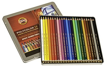 Koh-I-Noor Polycolor FA3818.24 Zeichenstifte-Set, 24 verschiedene Buntstifte in Dose, je 1 Stück