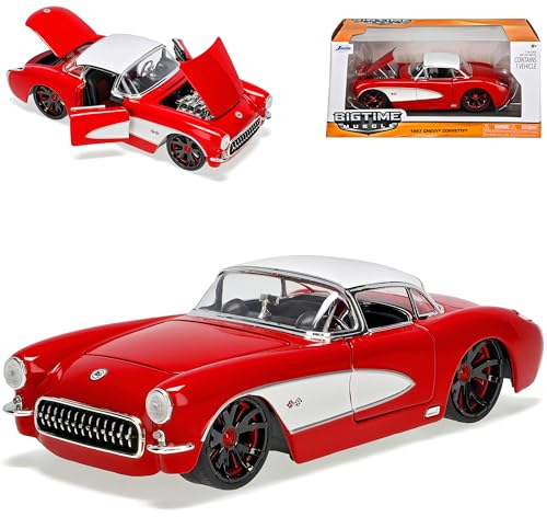 Chevrolet Corvette C1 Coupe Rot mit Weiss 1953-1962 1/24 Jada Modell Auto