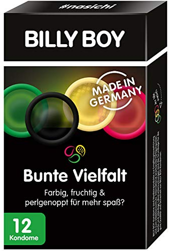 Billy Boy Kondome Mix-Sortiment Pack, Farbige und Perlgenoppte, 12er Stück