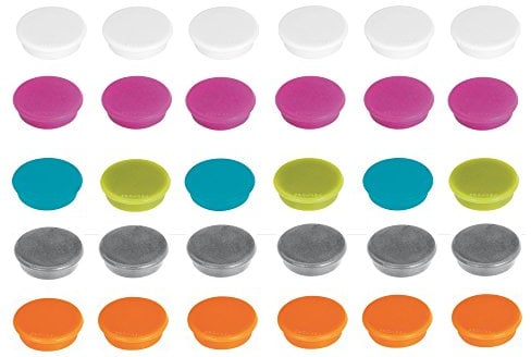 Franken Lot de 30 aimants adhésifs pour Tableau Blanc, réfrigérateur, Tableau magnétique, Tableau magnétique, Tableau Blanc, Rose, Bleu Clair, Vert Clair, Argent, Orange