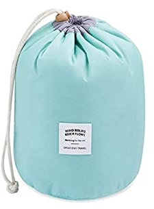 Make-up Taschen für Frauen, wasserdichte runde Reise Kordelzug Make Up Organizer Kosmetiktasche (Grün)