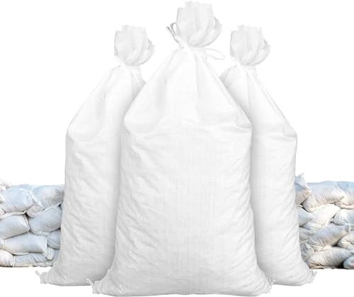 Sandbags - Size: 14 x 26 - White - Sandbags Empty - Sandbags Wholesale Bulk - Sand Bag - Flood Water Barrier - Water Curb - Tent & Store Bags by Sandbaggy (100 Bags)