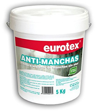 Pintura antimanchas al agua 5kg. Pintura mate aislante en paramentos interiores de manchas de hollin, humo de tabaco, humedades secas... Sin olor. Blanco inalterable. tixotropica(No gotea)