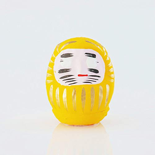 Yoshida Daruma Amulett 6 cm, Gelb, Pappmaché, Glücksbringer, Hängender Schmuck, Feierliche Anlässe