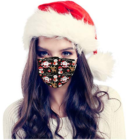 Einweg_3_lagig_Mund-Nasen-Schutz,_Weihnachten_Motiv_Bedruckte_Atmungsaktive_Multifunktionstuch_Bandana_Halstuch_Schals_für_Unisex_Erwachsene_Mundbedeckung A