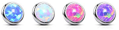 Paula & Fritz® Aufsatz-Dermal Anchor Opal viele Farben Größen und Stärken Titan Grad 23 Haut-Anker Skin Diver Implantat Kugel Bodypiercing