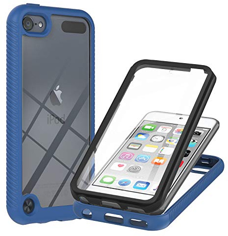 JZ 360 Degrees Front & Back Transparent Phone Hülle for Für iPod Touch 7/6 / 5 Full Screen Coverage Hülle - Blue