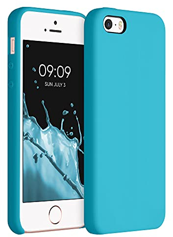 kwmobile Cover per Apple iPhone SE (1.Gen 2016) / iPhone 5 / iPhone 5S Custodia - Back Case per Smartphone in Silicone TPU - Protezione Gommata - celeste scuro