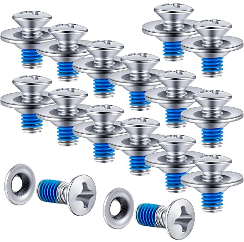 Ferraycle Snowboard-Bindungsschrauben-Set, inkl. Snowboard-Befestigungsschrauben, Snowboard-Bindungsschrauben und Snowboard-Schraubscheiben, Silber (32 Stück)