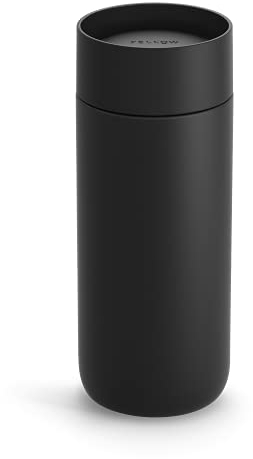 Fellow Carter Move Mug with 360º Drinking Lid - Open Top Coffee to-Go Mug with Ceramic Inside, Vacuum Insulated Stainless Steel, Matte Black, 16 oz Cup
