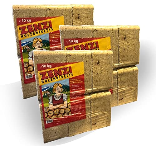 Zenzi Holzbriketts 30 kg Briketts 3 x 10 kg Kaminbriketts Holz Nadelholz Buche Heizen Ofenbriketts Smoker