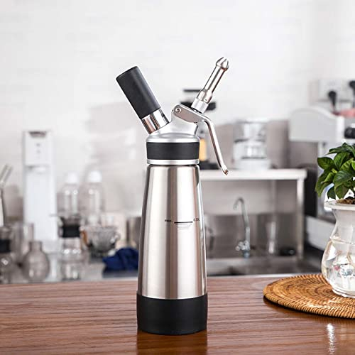RONGJJ 500ml Sahnespender Edelstahl, Mit Aluminium Körper + 3 Edelstahl Düsen Und 1 Reinigungbürste, Verwendet Standard N20 Sahnekapseln (Nicht Enthalten), B