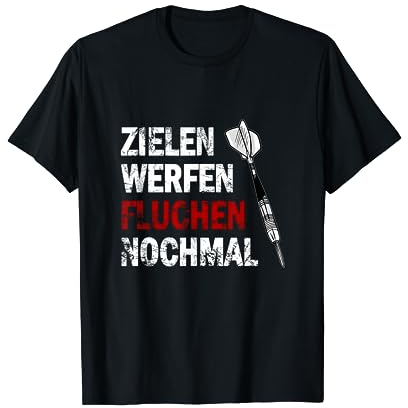 Lustiges Dart Zielen Werfen Fluchen Nochmal 180 Darten T-Shirt