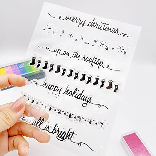 Frohe Weihnachten Schneeflocke Spitze Klar Stempel Socken Spitzenmuster Transparent Siegel Stempel für Urlaub Karten Herstellung Dekoration und DIY Scrapbooking Album DIY Handwerk