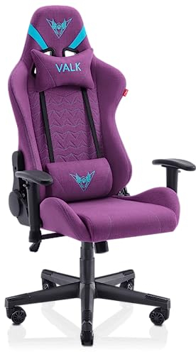VALK Nyx - Stoff Gaming Stuhl, Gamer Stuhl (Atmungsaktivem Weichen Stoff, Neigungswinkel 160°, 2D-Armlehnen, Ergonomisch) Schreibtischstuhl, Bürostuhl (Lila Mystisch)