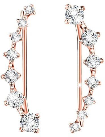 Damen Ohrringe 925er Sterling Silber hypoallergen Ohrstecker 7 Kristalle Ohrklemmen Ohrring Knorpel Hypoallergen Geburtstagsgeschenk Für Mädchen