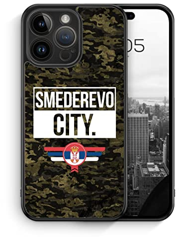 MUNIQASE Smederevo City Camouflage Serbien - Silikon Hülle für iPhone 14 Pro Max - Serbische Camouflage Städte Schutzhülle Handyhülle Case Cover