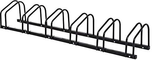 HOMCOM Râtelier 6 vélos range-vélos support rangement vélo à pneu 65 mm dim. 179L x 33l x 27H cm acier noir
