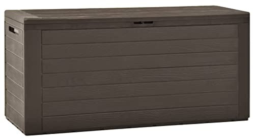 WIFESE 116x44x55 cm Outdoor Gartenbox Garten Aufbewahrungsbox 290 L Auflagenbox Gartentruhe Kissenbox Box mit Deckel Abschließbare Box Storage Boxes Gartenschrank Braun Polypropylen