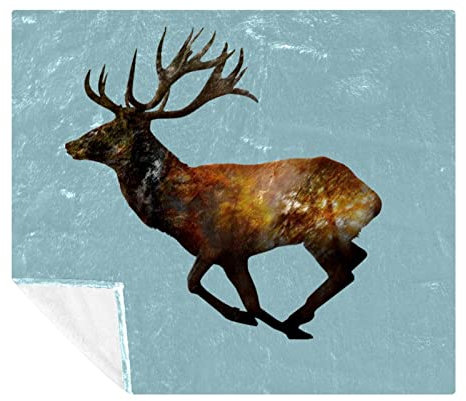 TBOUOBT Bettwäsche-Fleece-Decke, dekorativ für Schlafzimmer-Sofa-Boden,Cartoon Tier Elch