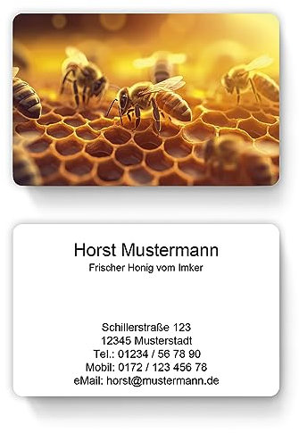 100 Visitenkarten, laminiert, inkl. Kartenspender - Imker Bienen Honig (Design 606995715)