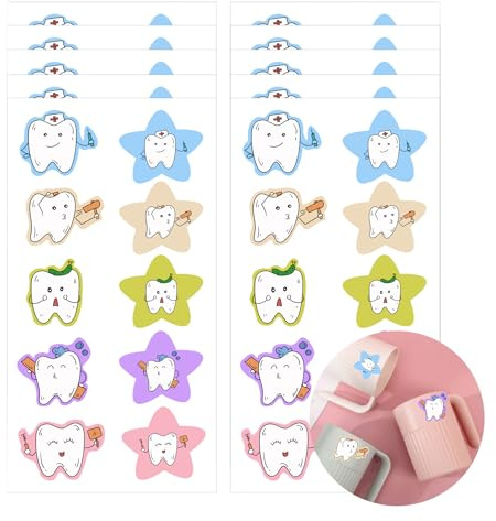 Zahn-Aufkleber für Kinder, Zahn-Form, 5,1 cm, Party-Dekoration, Zähne, Partyzubehör, Babyparty, Partyzubehör, 250 Stück