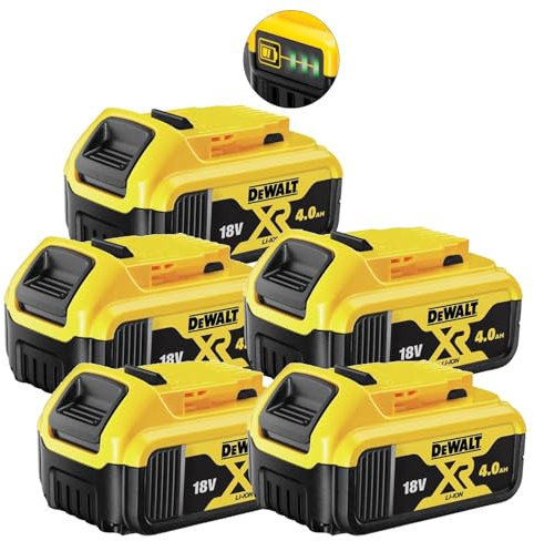 DEWALT 5 x DeWalt DCB182 18v 4.0Ah Li-Ion Battery XR Range Lithium Ion Genuine 4amp UK