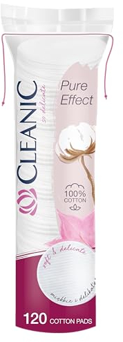 Cleanic Pure Effect Wattepads - 100% Baumwolle - Fusselfrei - Effektive Reinigung - Komfort bei der Reinigung von Gesicht und Augenpartie - für empfindliche Haut - 1080 Stück - 9x120 Stück