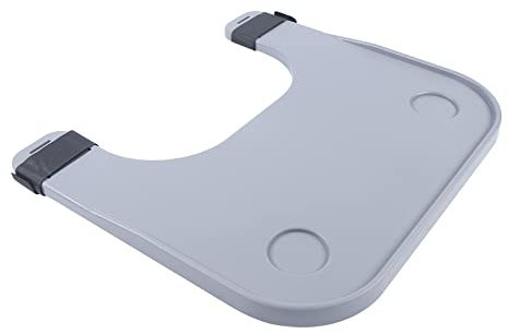 Rollstuhlesstisch Brett Abnehmbare Tablett Tisch Portable Lap Tray Speisetisches Tragbarer FüR äLtere Menschen Behinderte Mit Becher GeträNkehalter Klettverschluss SchlaufenbäNder Grau ABS 52 * 58Cm