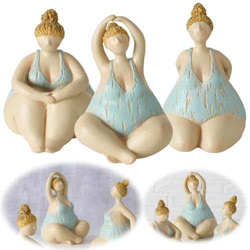 LS-LebenStil 3´er Set Yoga Deko-Figur Molly 13cm Maritim Skulptur Gymnastik Feng Shui Deko-Objekt