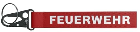 Patch Force - Schlüsselanhänger Feuerwehr (rot) - Schlüsselband mit Karabiner/Haken - Als Zubehör, Ausrüstung oder Geschenk für Feuerwehrmänner und - frauen, Kinder oder Sammler - Keychain