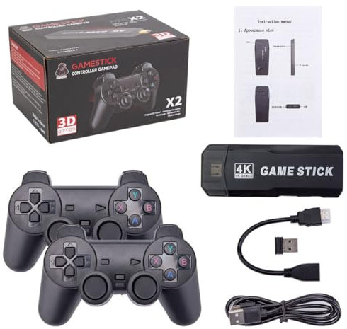 X2 Console de jeu rétro sans fil avec plus de 20 000 jeux, clé de jeu vidéo Plug and Play, sortie HDMI 4K et double manette sans fil 2,4 G