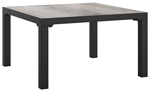 Gecheer Garten Couchtisch Beistelltisch Gartentisch Kaffeetisch Teetisch Holztisch Balkontisch Terrassentisch Grau 55x55x31 cm DPC und Stahl