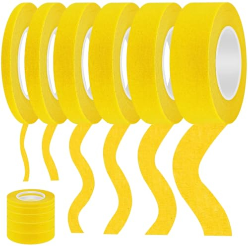 Nadinsta 11 Rouleaux Ruban de Masquage Peinture Adhésif, 5/7/10/12/15/20 mm x 20 M Large Ruban de Masquage Fine Line Tape Ruban de Peintre pour Automobile Voiture École Bureau Projets de Bricolage